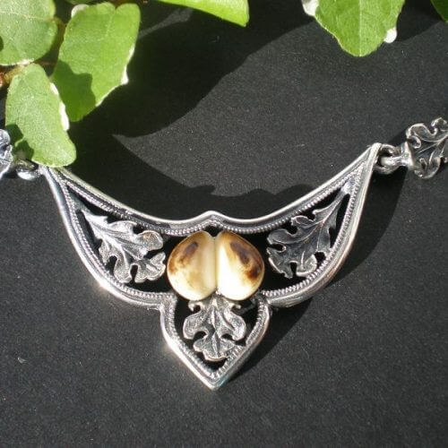 Jagdschmuck Grandelschmuck Halskette aus Silber mit Eichenlaubzier