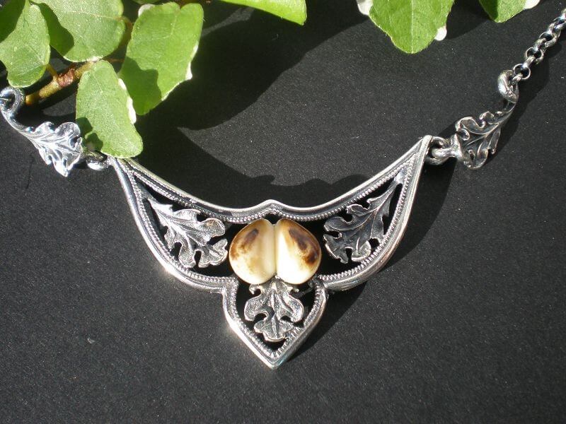 Jagdschmuck Grandelschmuck Halskette aus Silber mit Eichenlaubzier