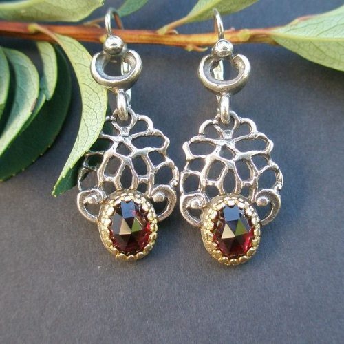 Silber Trachten Ohrringe Brigitte mit Gold Detail