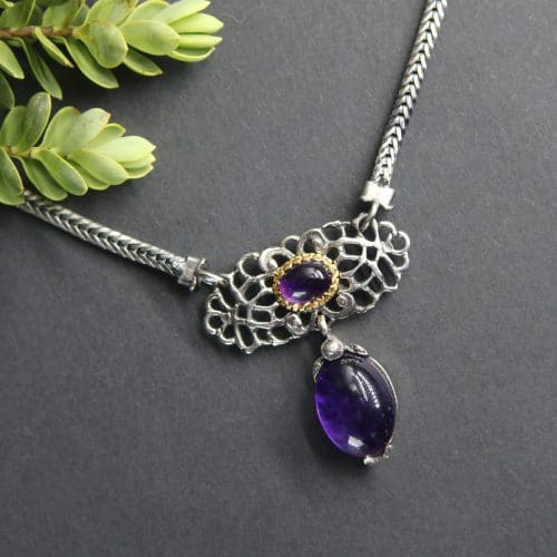 Trachtenkette Damen: Silberkette mit Amethyst