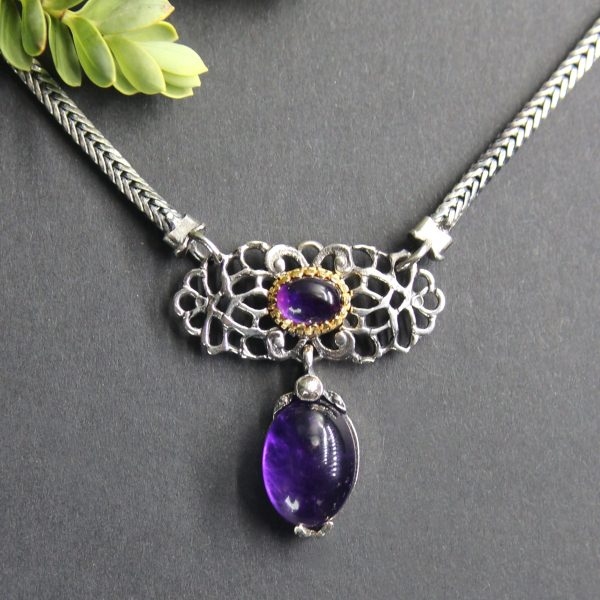 Trachtenkette in Silber mit Amethyst