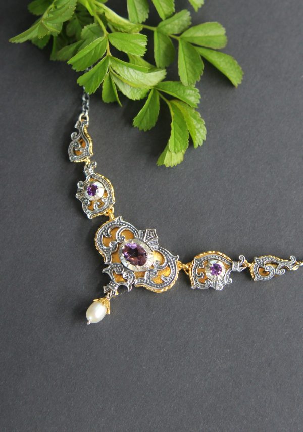 Trachtenkette in Silber: Emma mit Amethyst