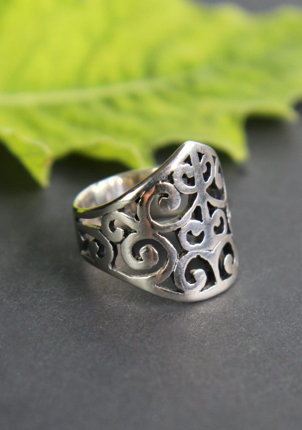 Großer Trachtenschmuck RIng in Silber, seitliche Ansicht